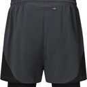 Pdbokew Men's 2 in 1 Running Shorts Lined Workout Shorts Basketball Shorts (Large, Dark Grey)