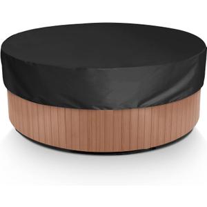 Round Hot Tub Cover Waterproof Outdoor 600D,Spa Covers for Hot Tub,Swimming Pool Cover,UV Protection & Windproof (Black, 75''Dx12''H)