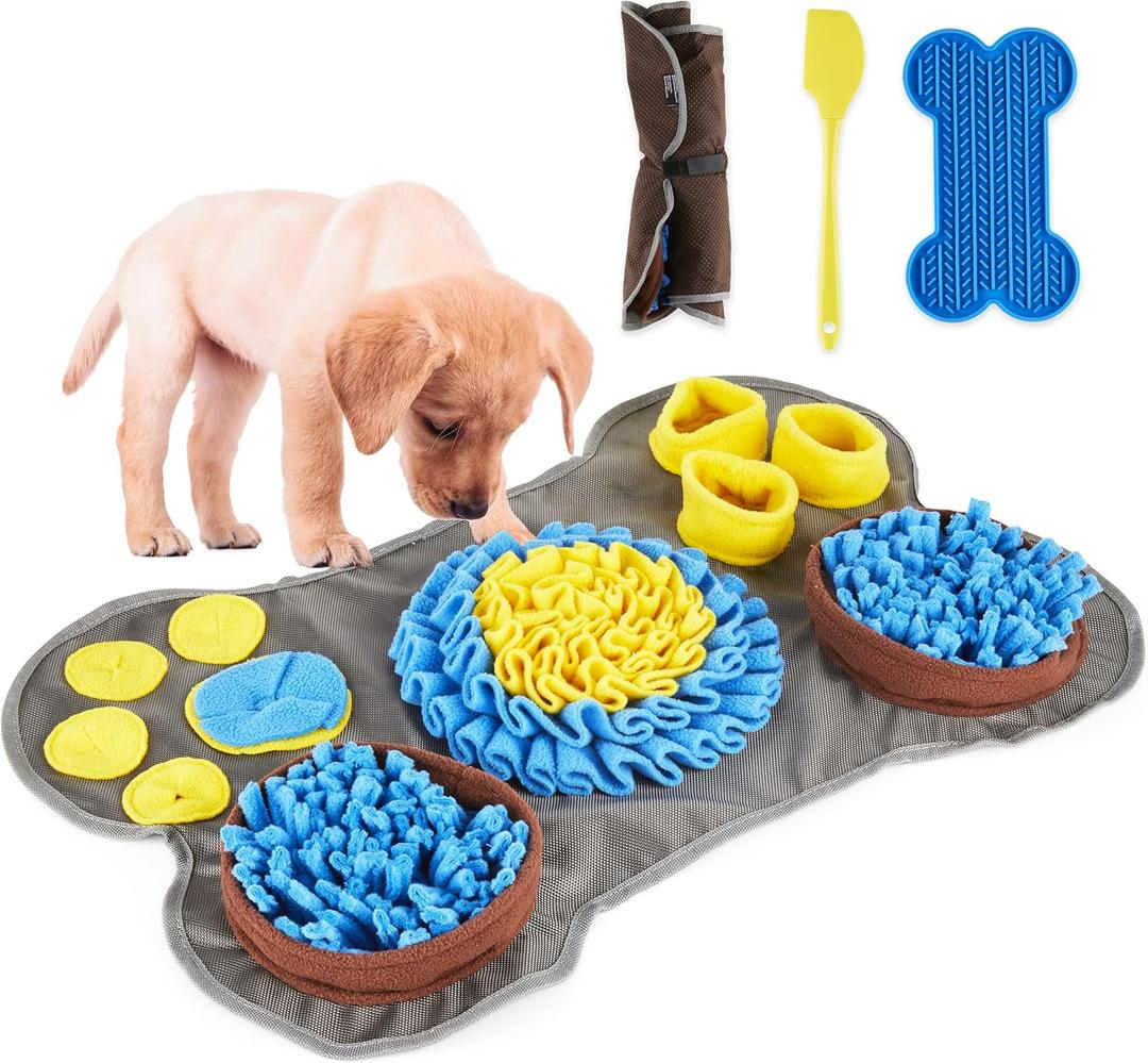 Hertzko Snuffle Mat for Dogs & Cats  Includes Lick Mat & Spatula  Dog Snuffle Toy, Puppy Enrichment Mat, Slow Feeder, Treat Dispenser, Boredom Relief, Pet Anxiety Aid