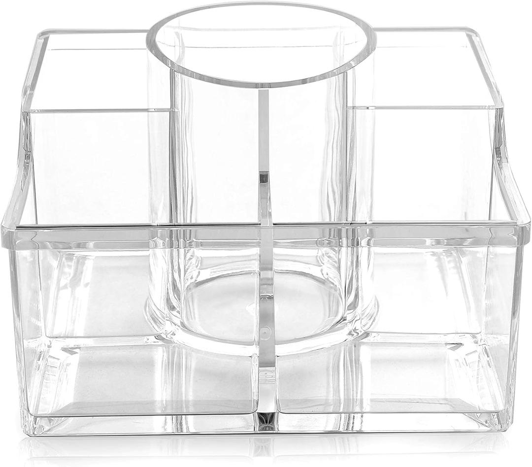 BINO 'The Heiress' 6 Compartment Jewelry and Makeup Organizer, Clear and Transparent Cosmetic Beauty Vanity Holder Storage
