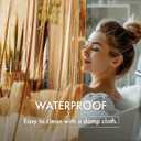 AmazerBath No Hook Shower Curtain and Liner 3-in-1, 8G Luxury Heavy Duty Clear Orange No Hook Shower Curtain Liner, 72x75 Cute EVA Bathroom Weighted Plastic Shower Curtain with 3 Heavyweight Stones