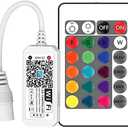 Smart LED WiFi Controller, Updated Wireless 24 Keys RF Remote Control for GRB BGR RGB LED Strip Lights, Compatible with Alexa Google Assistant IFTTT with Free Magic Home App (2 Pack)