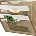 EasyPAG 3 Pocket Mesh Wall File Organizer, Hanging Paper Folder Holder with Classify Label, Vertical Wall Mount Mail Organizer for Office Home Classroom, Gold