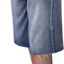 LovelyWholesale Baggy Jorts Bermuda Shorts for Women Knee Length Low Rise Denim Jean Shorts Blue X-Large (XL)