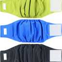 Wegreeco Washable Male Dog Belly Wrap - Pack of 3 - (Black,Blue,Olive,Large)