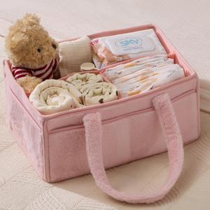 luxury little Soft Baby Diaper Caddy Organizer, Nursery Storage Basket with Removable Divider, Portable Baby Diapers Basket, Gifts for New Parent, Baby Shower (Light Pink)