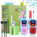 Walkie Talkies for Kids Rechargeable Walkie-Talkie for Adults Long Range Pink 2 Way Radio 2 Pack with Lanyard Battery NOAA USB, Family Toy for 3-12 Year Old Girls Boys Toddlers Camping