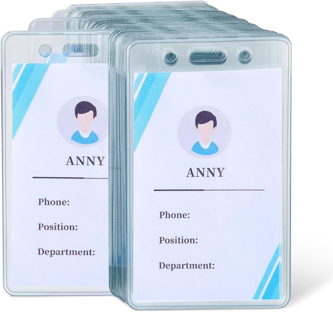 Amazon Basics Vertical Clear Plastic ID Badge Holders, 2.55" x 4.41", Pack of 50