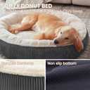 36 inches Donut Dog Bed for Large Dogs - Calming Round Pet Bed with Removable&Washable Cover, Plush Faux Fur & Corduroy, Fits Pets up to 80 lbs(Dark Grey, Large)