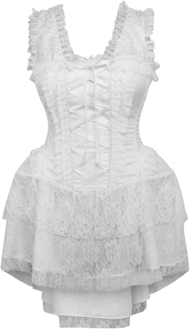 Daisy Corsets Womens Daisy Corsets Top Drawer Steel Boned White Lace Victorian Corset Dress (X-Large)