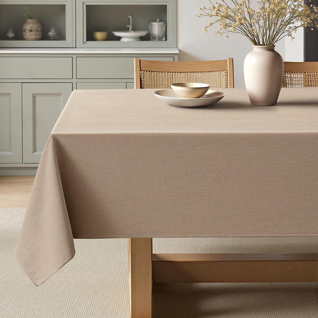 MIULEE Brown Linen Polyester Tablecloth 60x104 Inch Rectangle Table Cloth Waterproof,Stain Resistant for Dining Party Wedding