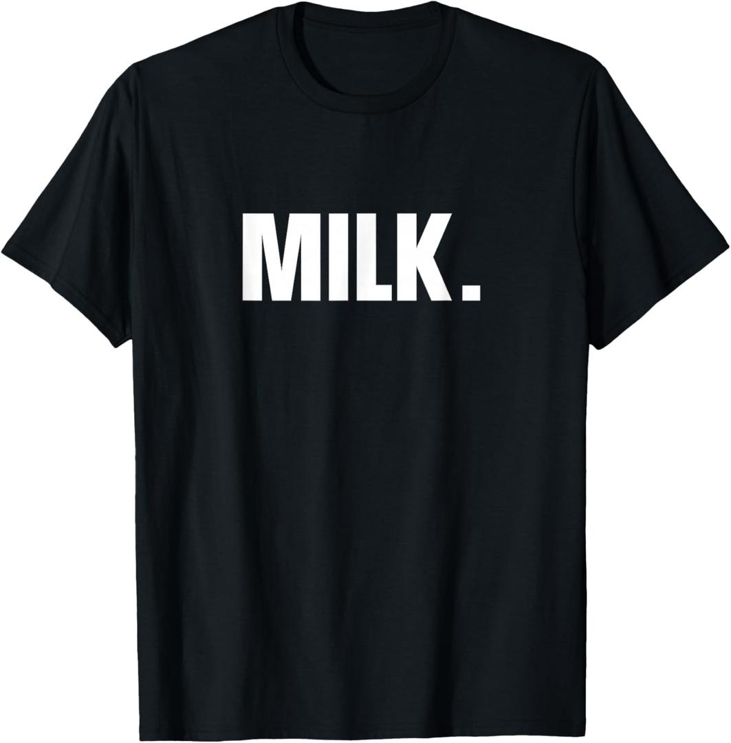 Milk. Simple Word Milk T-Shirt (Black, XXL)