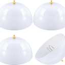 Marsui 6 Pcs Clip-on Dome Shade for A-type Bulb Round Light Cover 7 5/8" Diameter x 4 1/10" Height Lamp Shades Location Fixtures for Home Indoor White Finish (Classic,Gold Clip)