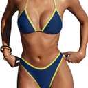 SUUKSESS Women Sexy Thong String 2 Piece Bikini Set Cheeky Halter Swimsuit (S)