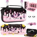 6in1 Kits Accessories Bundle for Nintendo Switch Lite 2019 - Cute Carrying Case, Protective Cover, Joy Con Grips, Thumb Grips, 24 Game Holder, Shoulder Strap Teens Boys Girls, Skull