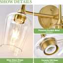 MOKATNG 3-Light Bathroom Light Fixtures, 19.5 Inch Brushed Gold Vanity Lights with Glass Shape, Bathroom Lights Over Mirror, Modern Wall Lamps for Bedroom Living Room Hallway