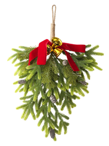 Christmas Teardrop Swag | Bowknot Bell Decoration | Greenery Pine Swag,for Holiday Christmas Family Friend Outdoor Home Door Wall Stairway