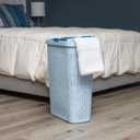 Mind Reader Slim Laundry Hamper with Lid, 40L Clothes Basket, Narrow Tapered Design with Ventilated Cutout Pattern, Plastic, Baby Blue, Single