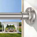 Brushed Nickel Extra Long Tension Shower Curtain Rod Adjustable 30-121 Inch(10Ft) 1.1" Dia Stainless Steel Rustproof Heavy Duty, No Drilling for Window Bathroom Outdoor Spring Tension Rods for Patio