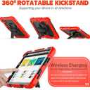SEYMAC stock Case for iPad mini 7 (A17 Pro) 2024/ Mini 6 8.3'' with Screen Protector Pencil Holder [360 Rotating Hand Strap] &Stand, Drop-Proof Case for iPad mini 7th/6th Generation 8.3", Black+Red