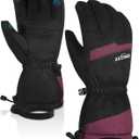 Waterproof Ski Gloves,Waterproof Winter Gloves for Men and Women,Touchscreen, Warm 3M Thinsulate Winter Gloves for Skiing, Snowboarding, Snowmobiling, Hiking and Other Winter Outdoor Activity (Medium, Rose Red)