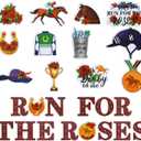 Sayglossy 74 Pcs Horse Derby Cutouts Decorations Double Sided Horse Race Party Supplies Run for the Roses Party Decoration with 100 Glue Points for Derby Day Festival Decor