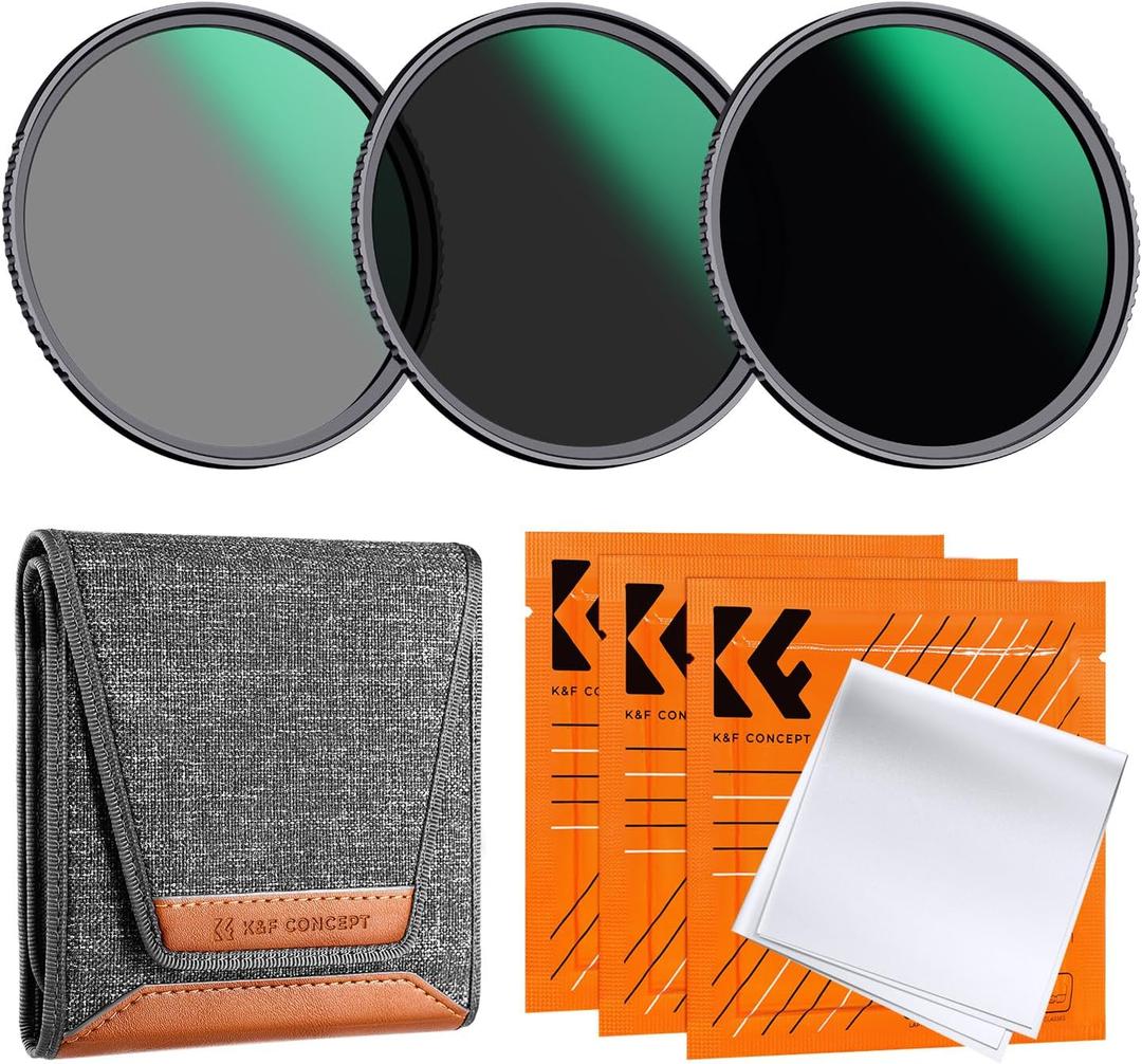 K&F CONCEPT 52mm ND8 ND64 ND1000 ND Lens Filters Kit- Optical Glass 24 Multi-Coated Waterproof Camera Lens Filters Set with Filter Pouch and Cleaning Cloths (D-Series)