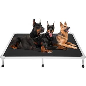 Veehoo Chew Proof Elevated Dog Bed - Cooling Raised Pet Cot - Silver Aluminum Frame and Durable Teslin Mesh Fabric, Unique Designed No-Slip Feet for Indoor or Outdoor Use, Black, XX-Large, CWC2003 (59.0"L x 37.5"W x 9.0"Th)