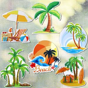 Konohan 12 Pcs/6 Pairs Palm Tree Screen Door Magnets Double Sided Stickers Decorative Flexible Screen Door Protector Magnetic Multicolor Refrigerator Summer Beach Magnets for Sliding Doors