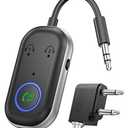 Bluetooth Transmitter Receiver, 3.5MM to Bluetooth 5.3 Transmitter, 2-in-1 Airplane Adapter for Headphone, TV, Airplane, Home Stereo, Speakers, Headphone, Car, Dual Connection