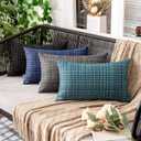 2 x MIULEE Outdoor Waterproof Throw Pillow Covers Decorative Farmhouse Water Resistant Cushion Covers for Tent Patio Garden Couch Sofa Pack of 2, 12x20 Inch Navy Blue