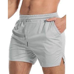 Aolesy Men's Gym Workout Shorts 5 Inch Lightweight Bodybuilding Athletic Shorts Running Training with Zipper Pockets & Towel Loop XXL