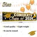 Large Congrats Grad Banner Gold Class of 2026 Banner Backdrop Graduation 2026 Yard Sign for Graduation Party Supplies Graduation Decorations 2026 (Gold)