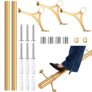 Zonon 6 ft Bar Foot Rail Kit Gold Undercounter Mount Hardware and Tubing Complete Kit Foot Railing for Bar Dome End Cap Stainless Steel Brass Finish for Kitchen Island Indoor Outdoor