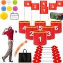 FINCOME Golf Yard Bucket Games 6 Holes Golf Practice Game with Flag, Golf Chipping Game for Kids and Adults Outdoor Indoor Park, Beach, Backyard, Lawn