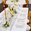 ejonirinjonir EI 180pcs White Plastic Plates with Gold Plastic Silverware,Heavy-Duty Disposable Plates for Party,White Dinnerware Set for 30 Guest Wedding,Afternoon Tea,Spring,Mother's/Valentine's Day