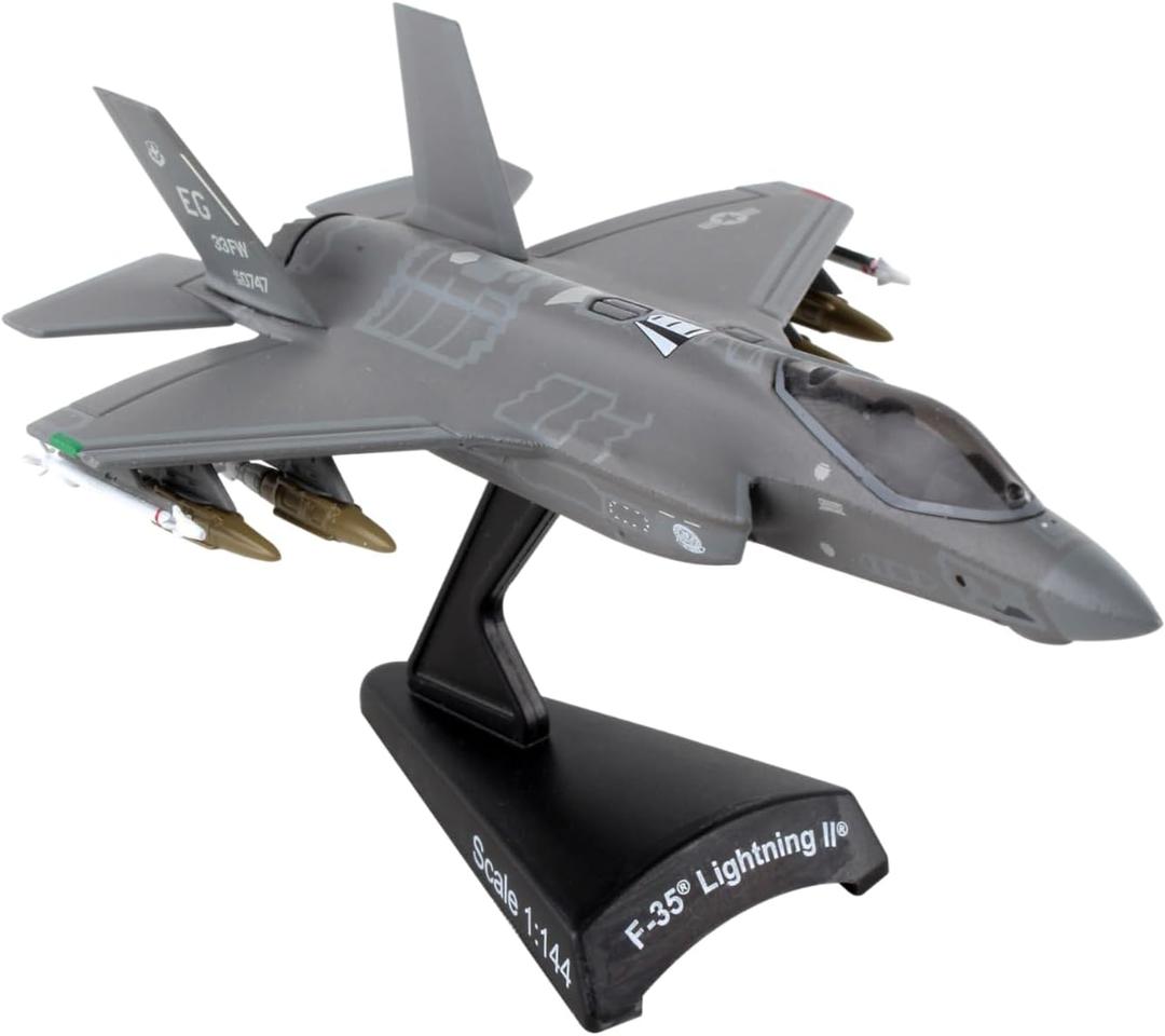 Postage Stamp F-35 Lightning II USAF AF08-0747 Die-Cast Model  1:144 Scale Stealth Fighter Replica with Display Stand, Highly Detailed, 4.1 Length x 2.8 Wingspan, Adult Collectible Ages 14+