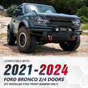 Front Bumper Bull Bar with Winch Mount & D-rings Compatible for 2021 2022 2023 2024 2025 2026 Ford Bronco (ONLY for Steel Modular Front Bumper), Brush Guard Winch Mounting Plate, Black