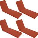 Chaise Lounge Cushions Outdoor Set of 4 - Waterproof and Fade Resistant Sun Lounger Replacement Cushions - Patio Lounger Pads with Removable Cover for Pool, Deck, 72 x 21 x 3 Inch, Rust
