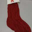 Christmas Stockings with Initials, Letter A Embroidered Xmas Stockings, 18" Large Monogram Knitted Xmas Stocking, Christmas Party Fireplace Family Hanging Stocking Decorations 1Pcs Red-White