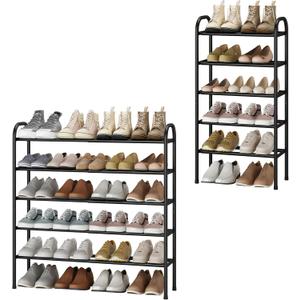 STO STO Expandable Shoe Rack, 5-Tier Metal Shoe Rack for Closet, Up to 24 Pairs Adjustable Shoe Rack Storage for Front Door Entrance, Free Standing Shoe Rack Organizer for Entryway, Black