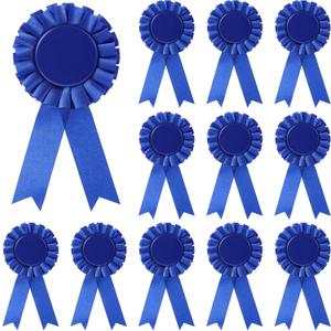 12 Pieces Blank Award Ribbon Prize 1st Place Rosette Medal Winner Victory Recognition Participation Ribbon for Competition Sport Event School Contest(Blue)