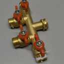 FINEST+ 4 Way Brass Hose Splitter, Solid Brass High Volume 4 Way Hose Splitter Valve with Metal Handle, Hose Connector 3/4", Hose Spigot Adapter 4 Valves with 4 Extra Rubber Washers