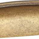 HARPOON 10 Pack Bin Cup Handle Pulls,Vintage Drawer Pulls,Cabinet Hardware,Shell Handle,3.78 Inch Antique Brass Brown