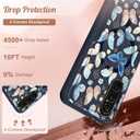 for Samsung Galaxy A36 5G Phone Case - Compatible with MagSafe Women Girls Cute Magnetic Protective Cover Girly Blue Butterfly Heavy Duty Shockproof Design for Samsung A36 5G Cases 6.7"