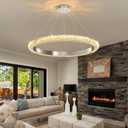 31.5" 1 Ring Crystal Chandelier Modern LED Dimmable Ring Pendant Light Chandelier for Dining Room Living Room Silver, 1 Ring Round 32"