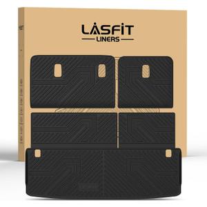 LASFIT Cargo Mat & Backrest Mats for Nissan Armada/Infiniti QX80 2025-2026 7/8 Seats, All Weather TPE Custom Fit Easy Clean Durable No-Curling Trunk Mat for Armada & QX80 2025-2026, Black