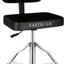 EASTROCK Drum Throne with Backrest Airlift Rotatable Drum Seat Height Adjustable Heavy Duty Square Style Drum Chair Drum Stools with Back Rest for Drummer Adults（Square Black）