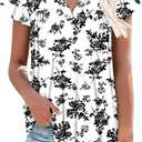 StunShow Womens Short Sleeve Shirts Summer Tunic Tops Floral Blouses 2025 Dressy Casual (S-3XL) (M)