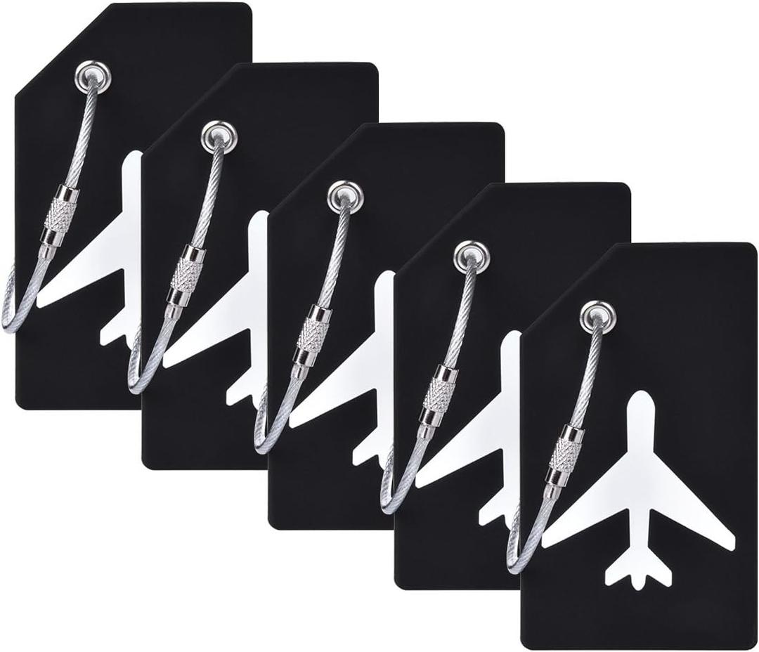 5Pack Silicone Luggage Tag with Name ID Card Perfect to Quickly Spot Luggage Suitcase by Ovener (Black)